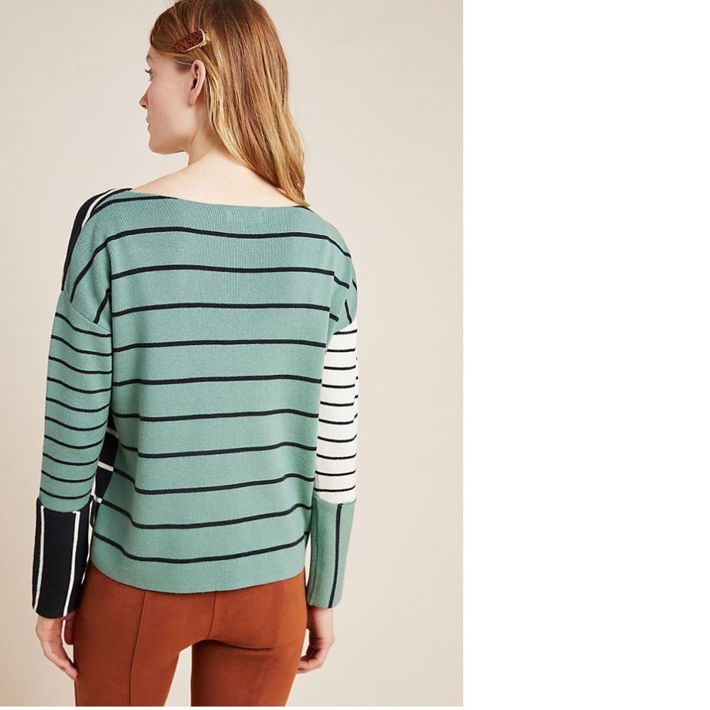 NEW Anthropologie Faye Striped Sweater - Picture 2 of 4